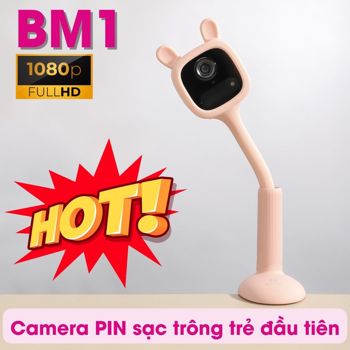 Camera Wifi EZVIZ CS-BM1 (Bear & Rabbit) Dùng PIN Giám Sát Bé - Ảnh 3