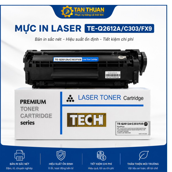 Mực In TECH TE-Q2612A/C303/FX9 – Bản In Sắc Nét, Tiết Kiệm Chi Phí